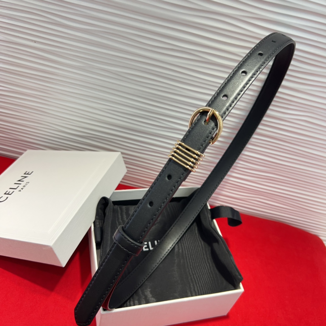 c eline TRIOMPHE中号标志印花牛皮革腰带标志印花和牛皮革 TRIOMPHE配领扣带扣环扣和
