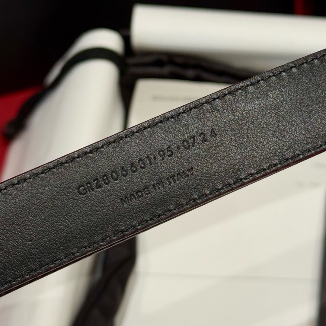 Saint Laurent Women's Leather Belt with Adjustable Buckle - Burgundy 24 i1755920482 5674 0