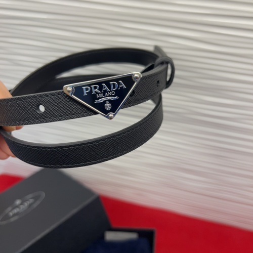 Prada Saffiano Leather Belt with Triangle Logo Buckle, 1.5cm Width 1 Prada Saffiano Leather Belt with Triangle Logo Buckle, 1.5cm Width
