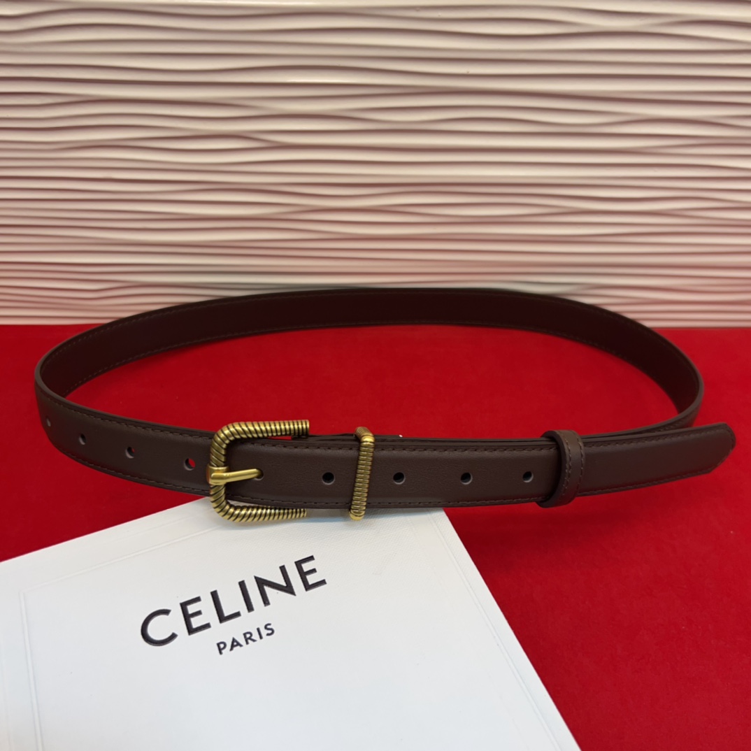 c eline TRIOMPHE中号标志印花牛皮革腰带标志印花和牛皮革 TRIOMPHE配领扣带扣环扣和
