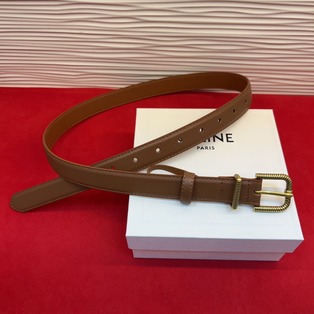 c eline TRIOMPHE中号标志印花牛皮革腰带标志印花和牛皮革 TRIOMPHE配领扣带扣环扣和