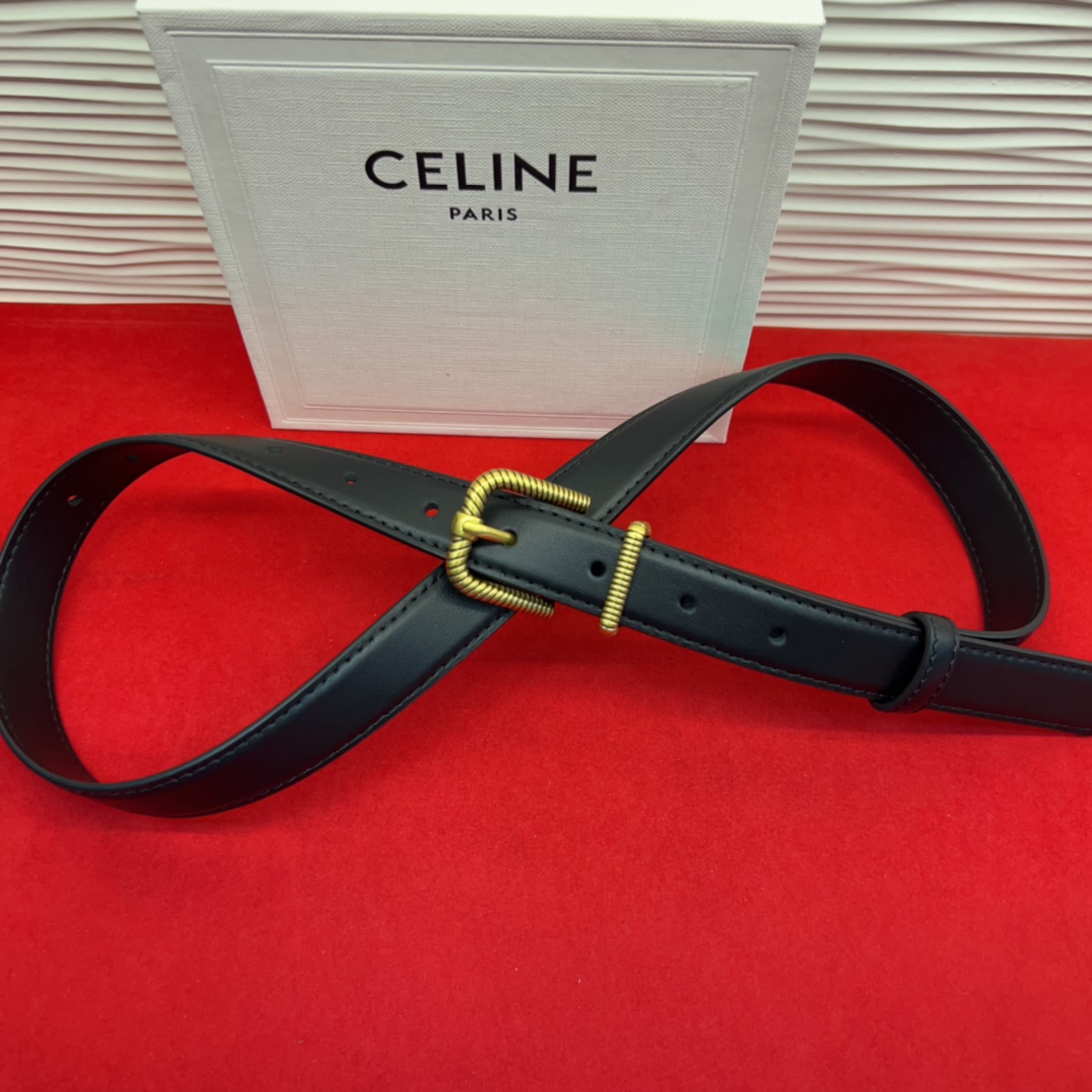 c eline TRIOMPHE中号标志印花牛皮革腰带标志印花和牛皮革 TRIOMPHE配领扣带扣环扣和