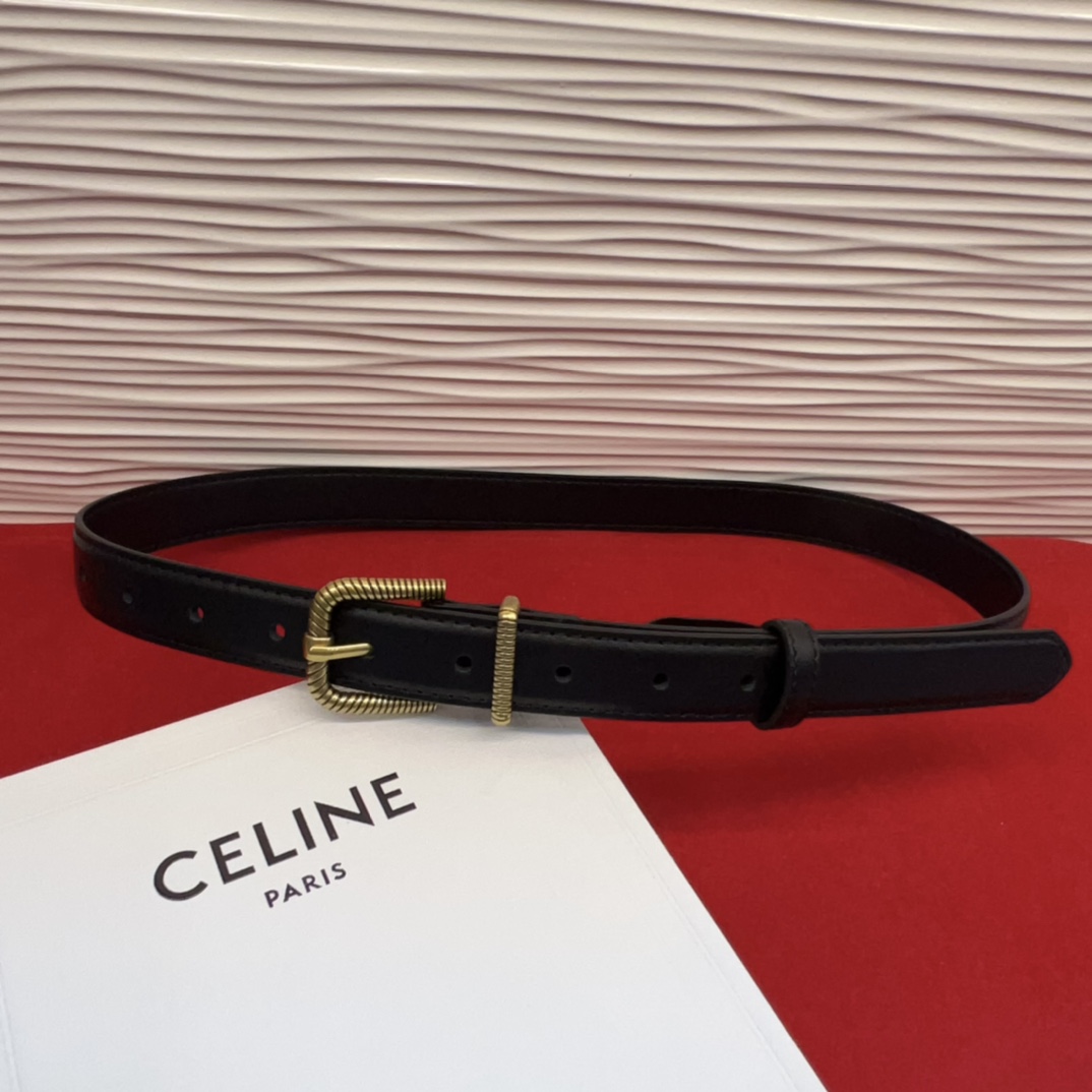 c eline TRIOMPHE中号标志印花牛皮革腰带标志印花和牛皮革 TRIOMPHE配领扣带扣环扣和