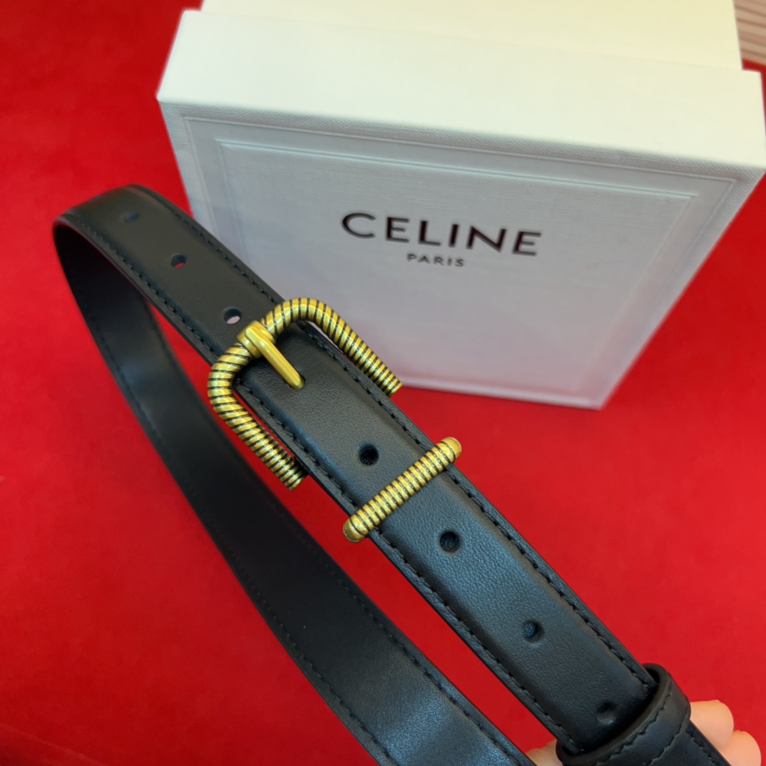 c eline TRIOMPHE中号标志印花牛皮革腰带标志印花和牛皮革 TRIOMPHE配领扣带扣环扣和