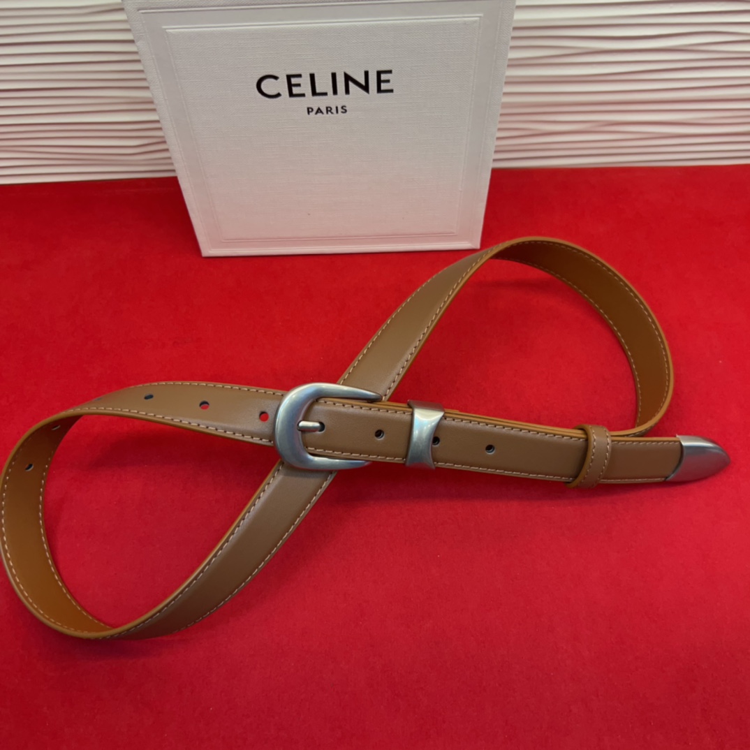 c eline TRIOMPHE中号标志印花牛皮革腰带标志印花和牛皮革 TRIOMPHE配领扣带扣环扣和