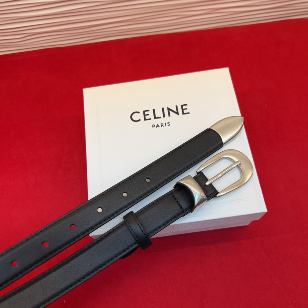 c eline TRIOMPHE中号标志印花牛皮革腰带标志印花和牛皮革 TRIOMPHE配领扣带扣环扣和