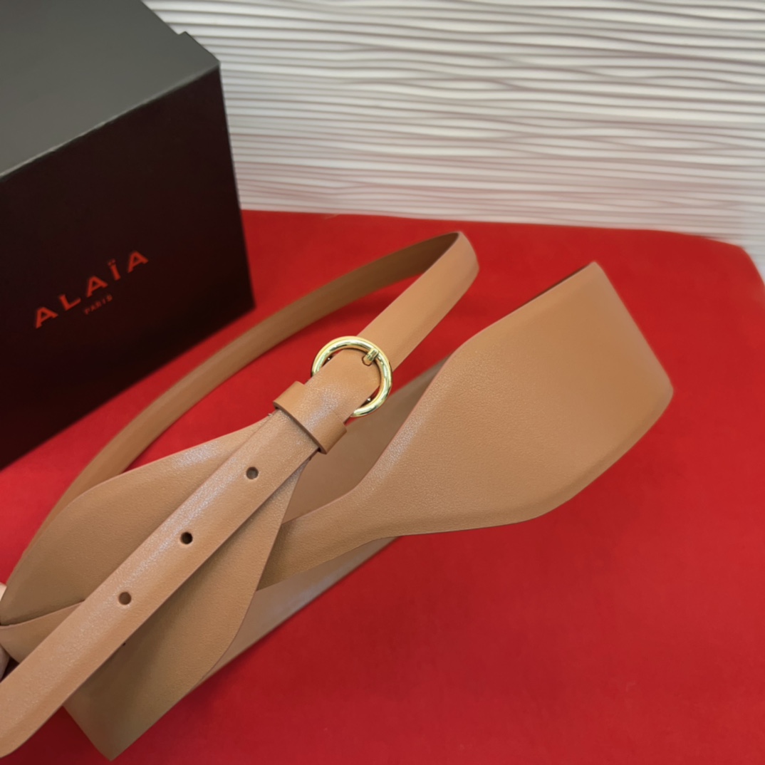 Alaia 阿来莱 腰封、品牌标志性的双层工艺，Alaia是一个以高级时装为魂的巴黎时装品牌。码数70欧