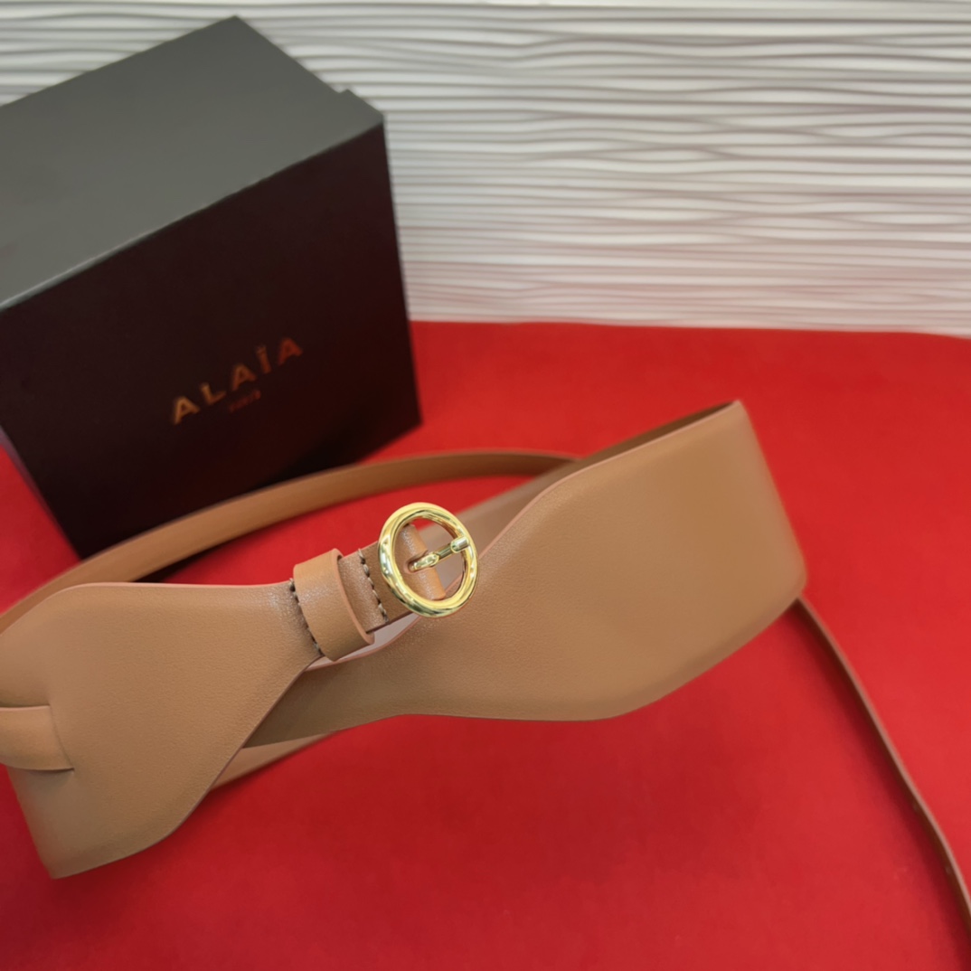 Alaia 阿来莱 腰封、品牌标志性的双层工艺，Alaia是一个以高级时装为魂的巴黎时装品牌。码数70欧