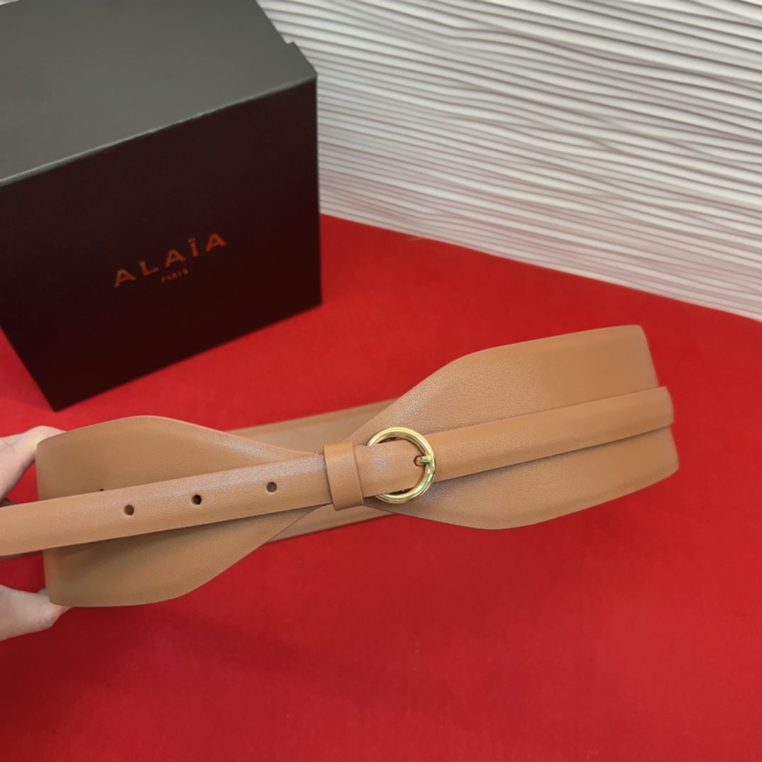Alaia 阿来莱 腰封、品牌标志性的双层工艺，Alaia是一个以高级时装为魂的巴黎时装品牌。码数70欧
