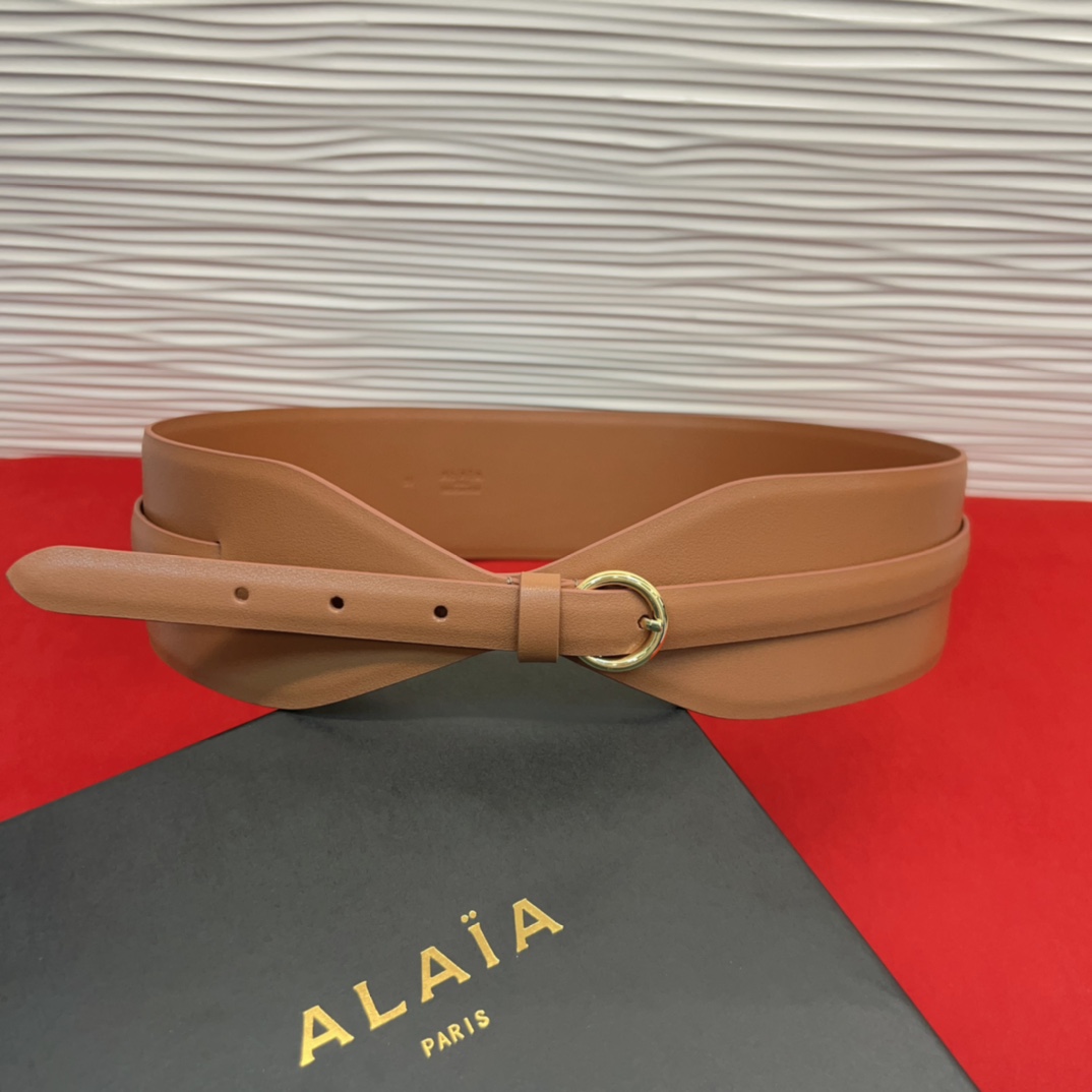 Alaia 阿来莱 腰封、品牌标志性的双层工艺，Alaia是一个以高级时装为魂的巴黎时装品牌。码数70欧