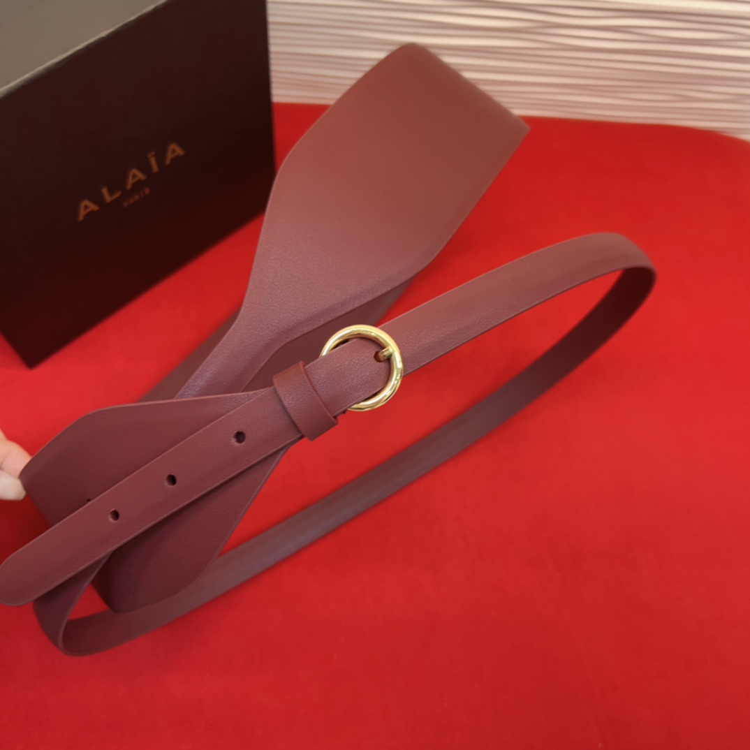 Alaia 阿来莱 腰封、品牌标志性的双层工艺，Alaia是一个以高级时装为魂的巴黎时装品牌。码数70欧