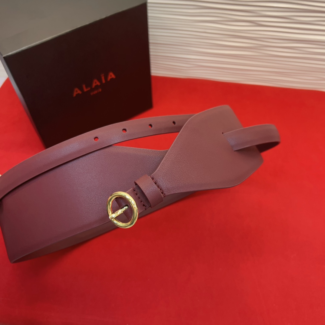Alaia 阿来莱 腰封、品牌标志性的双层工艺，Alaia是一个以高级时装为魂的巴黎时装品牌。码数70欧