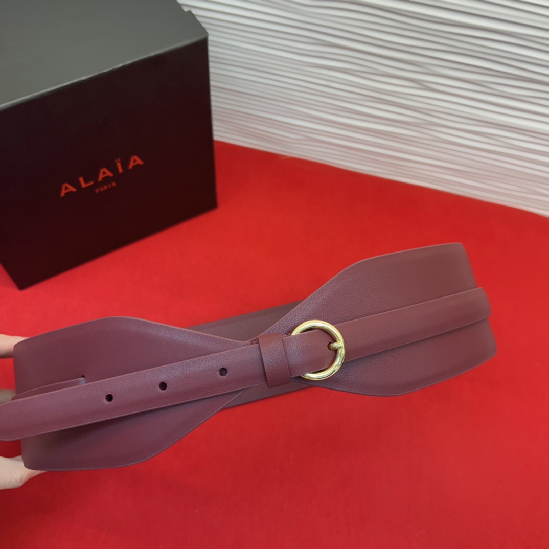 Alaia 阿来莱 腰封、品牌标志性的双层工艺，Alaia是一个以高级时装为魂的巴黎时装品牌。码数70欧