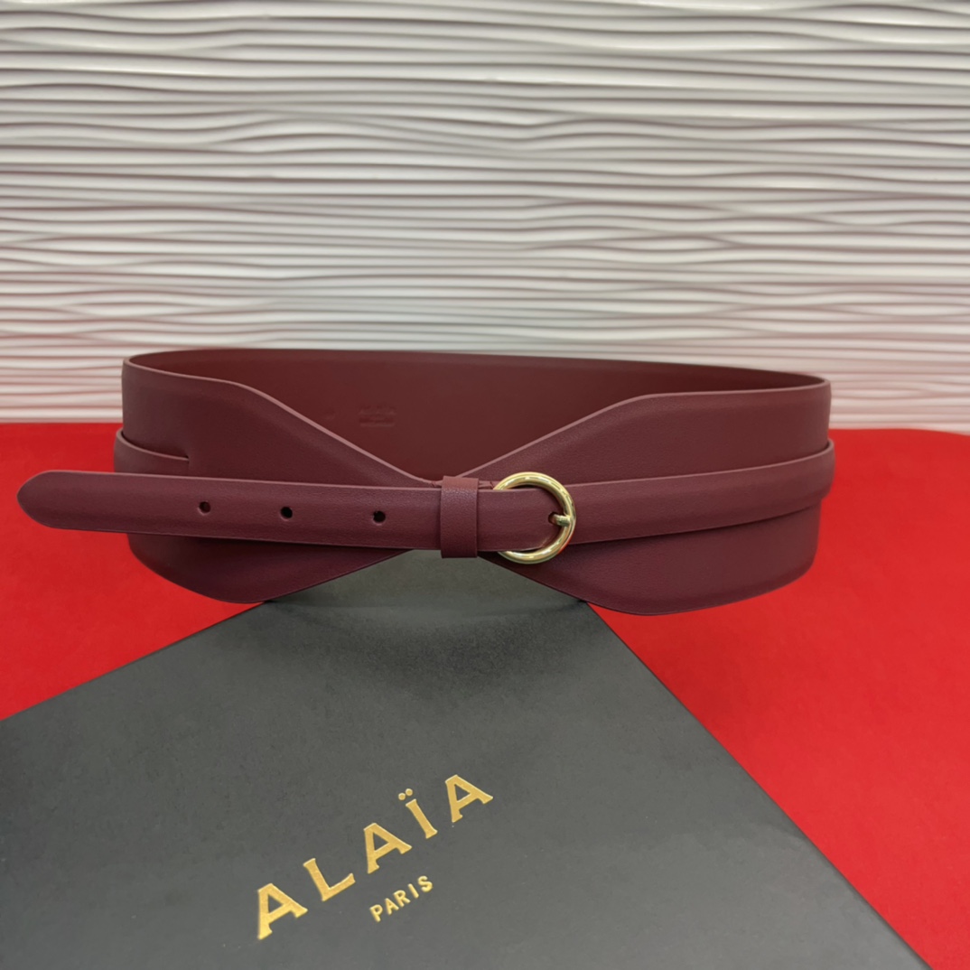 Alaia 阿来莱 腰封、品牌标志性的双层工艺，Alaia是一个以高级时装为魂的巴黎时装品牌。码数70欧