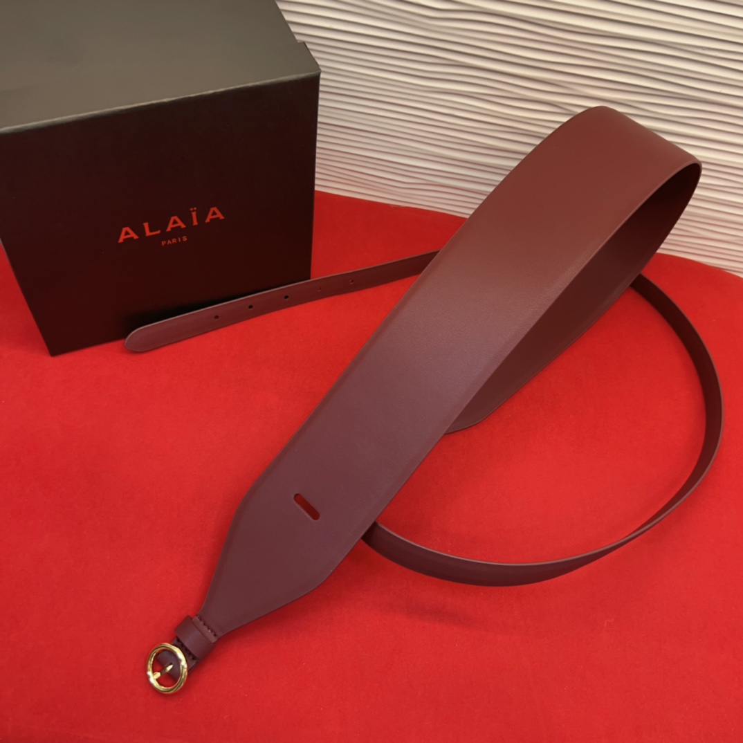 Alaia 阿来莱 腰封、品牌标志性的双层工艺，Alaia是一个以高级时装为魂的巴黎时装品牌。码数70欧