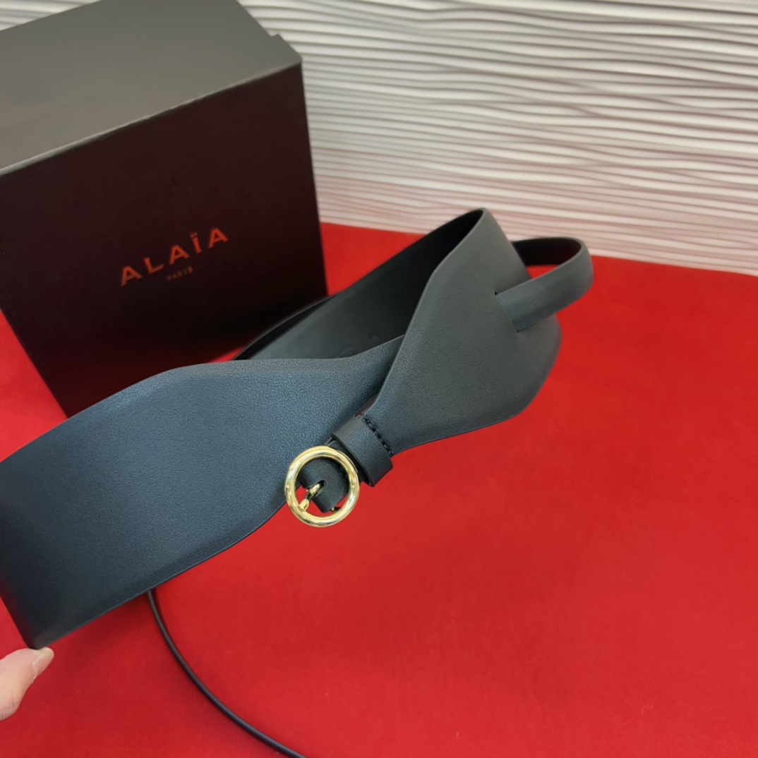Alaia 阿来莱 腰封、品牌标志性的双层工艺，Alaia是一个以高级时装为魂的巴黎时装品牌。码数70欧