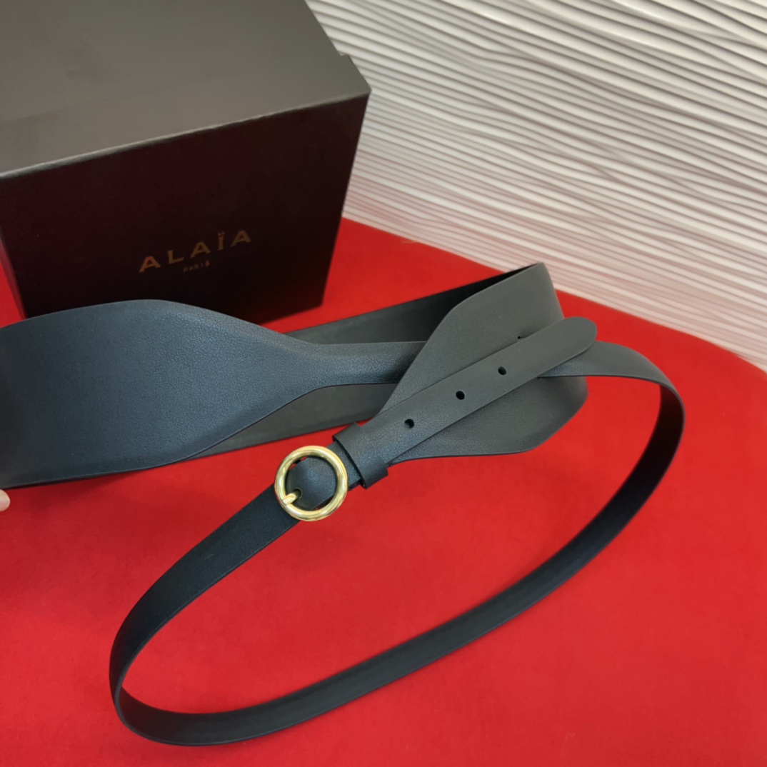 Alaia 阿来莱 腰封、品牌标志性的双层工艺，Alaia是一个以高级时装为魂的巴黎时装品牌。码数70欧