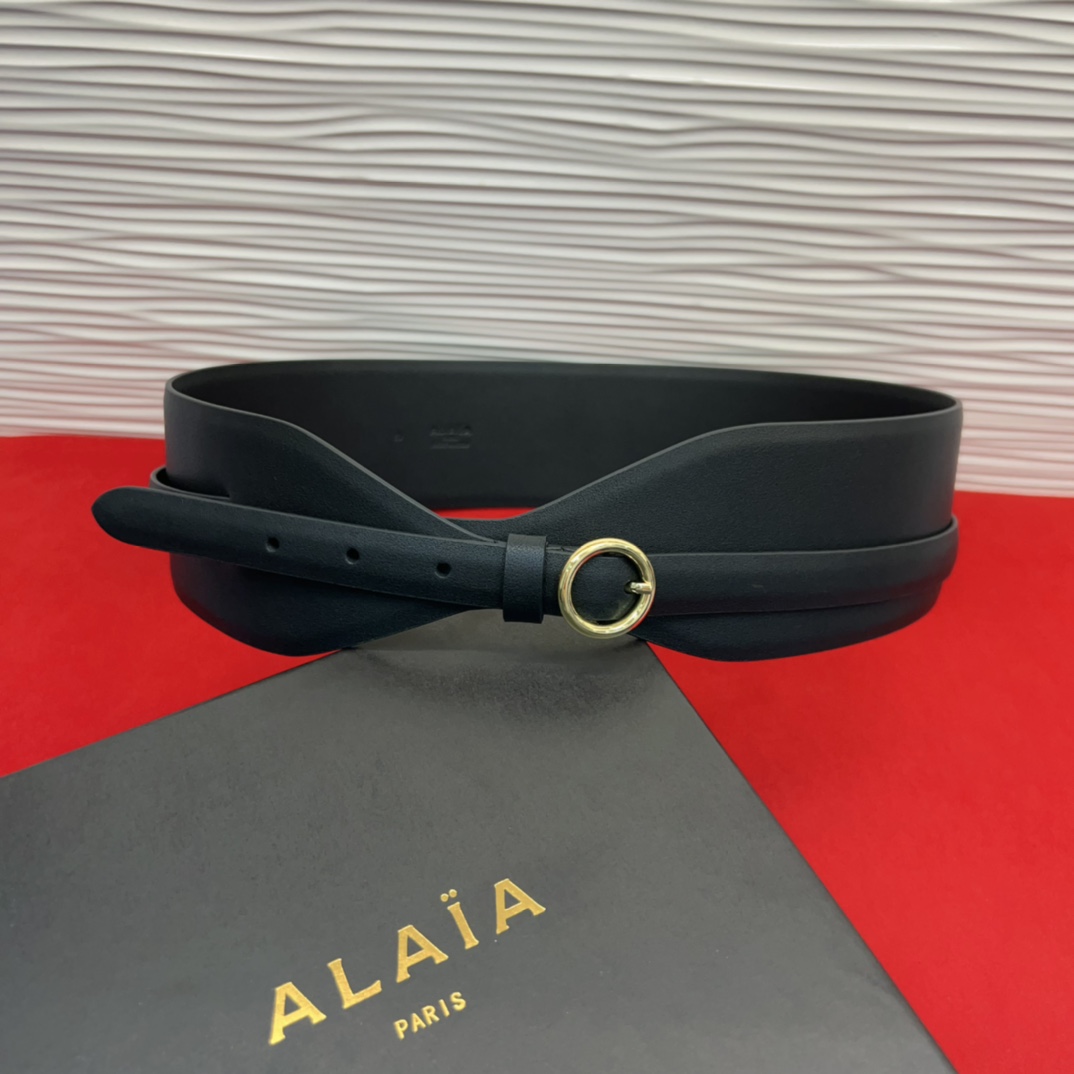 Alaia 阿来莱 腰封、品牌标志性的双层工艺，Alaia是一个以高级时装为魂的巴黎时装品牌。码数70欧