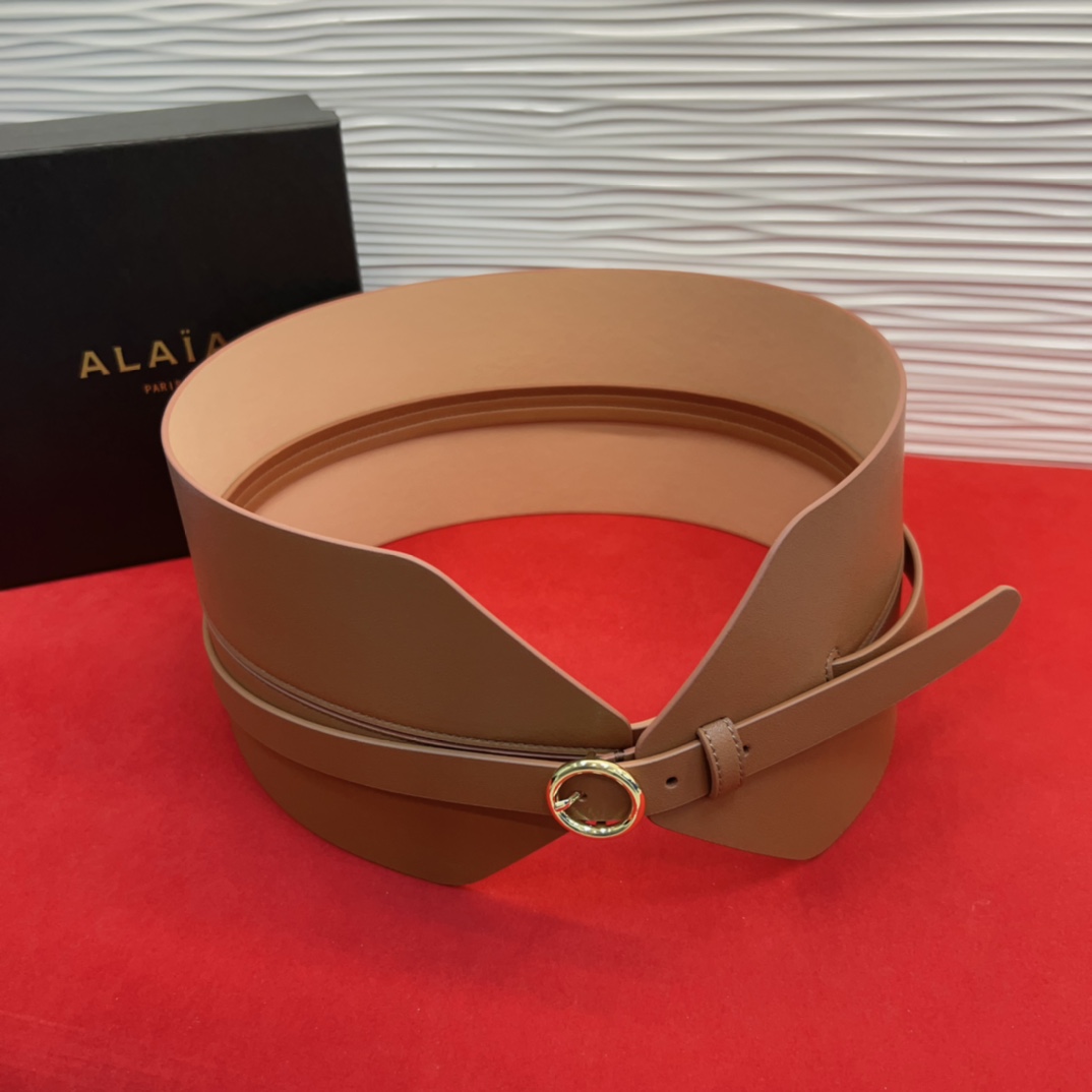 🅿️230 Alaia 阿来莱 腰封、品牌标志性的双层工艺，Alaia是一个以高级时装为魂的巴黎时装品牌。
码数70欧一95欧。12Cm