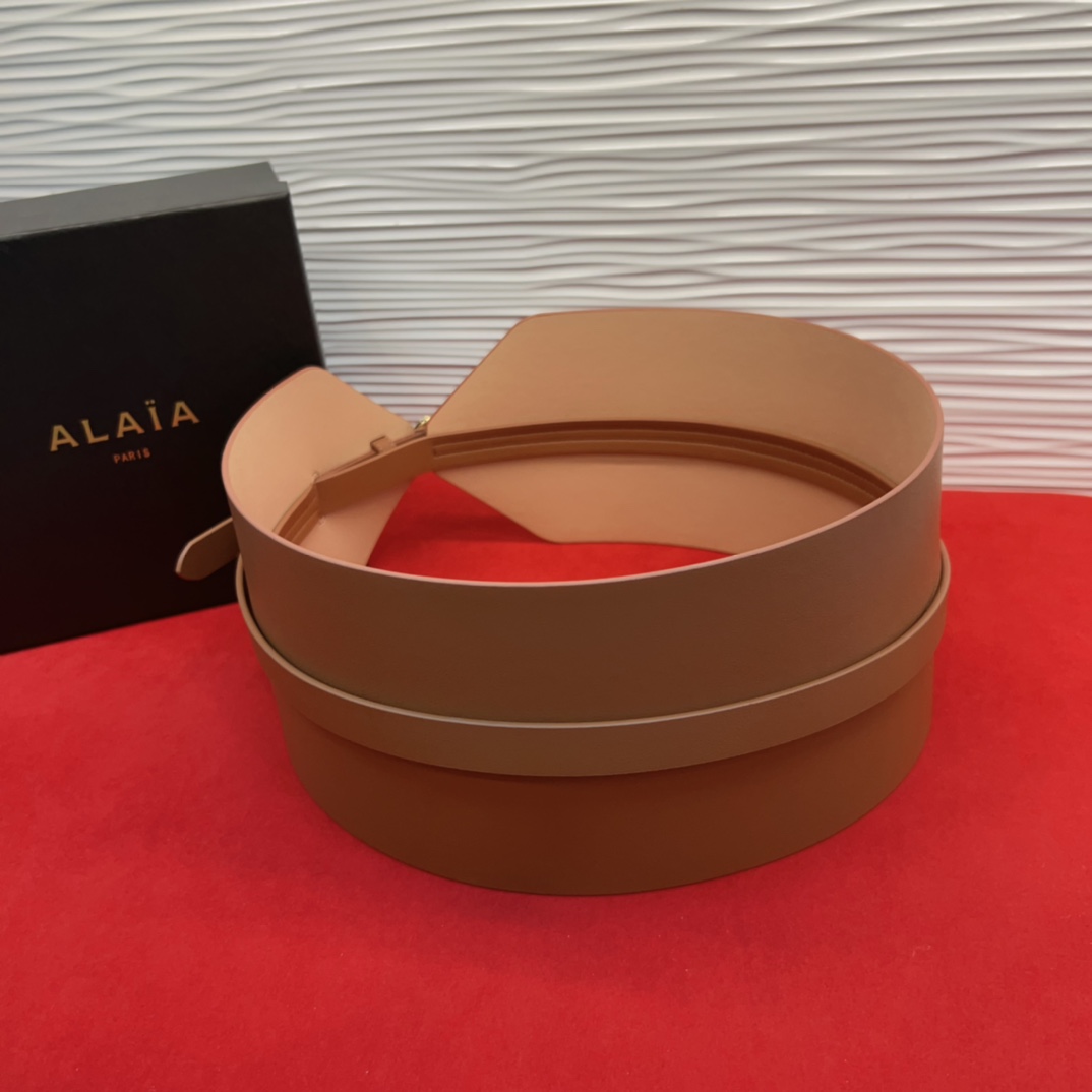 🅿️230 Alaia 阿来莱 腰封、品牌标志性的双层工艺，Alaia是一个以高级时装为魂的巴黎时装品牌。
码数70欧一95欧。12Cm