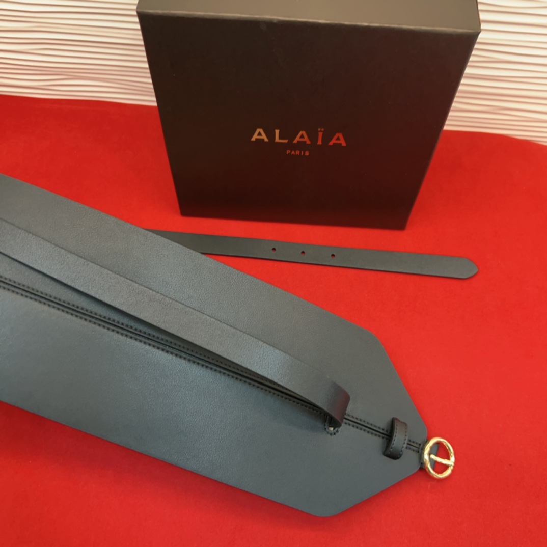 Alaia 阿来莱 腰封、品牌标志性的双层工艺，Alaia是一个以高级时装为魂的巴黎时装品牌。码数70欧