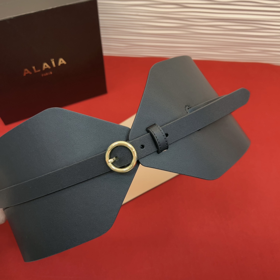 Alaia 阿来莱 腰封、品牌标志性的双层工艺，Alaia是一个以高级时装为魂的巴黎时装品牌。码数70欧