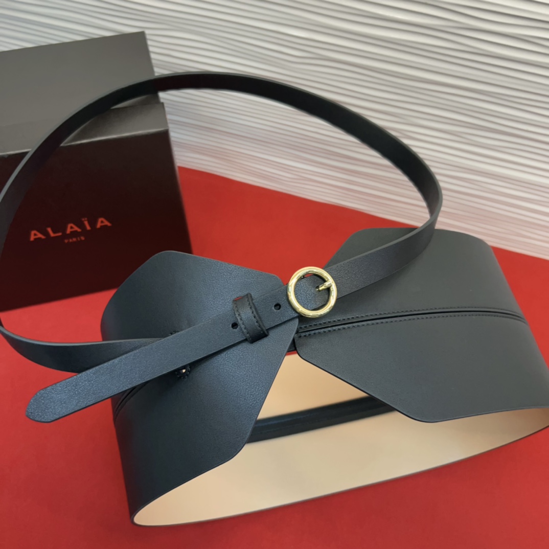 Alaia 阿来莱 腰封、品牌标志性的双层工艺，Alaia是一个以高级时装为魂的巴黎时装品牌。码数70欧