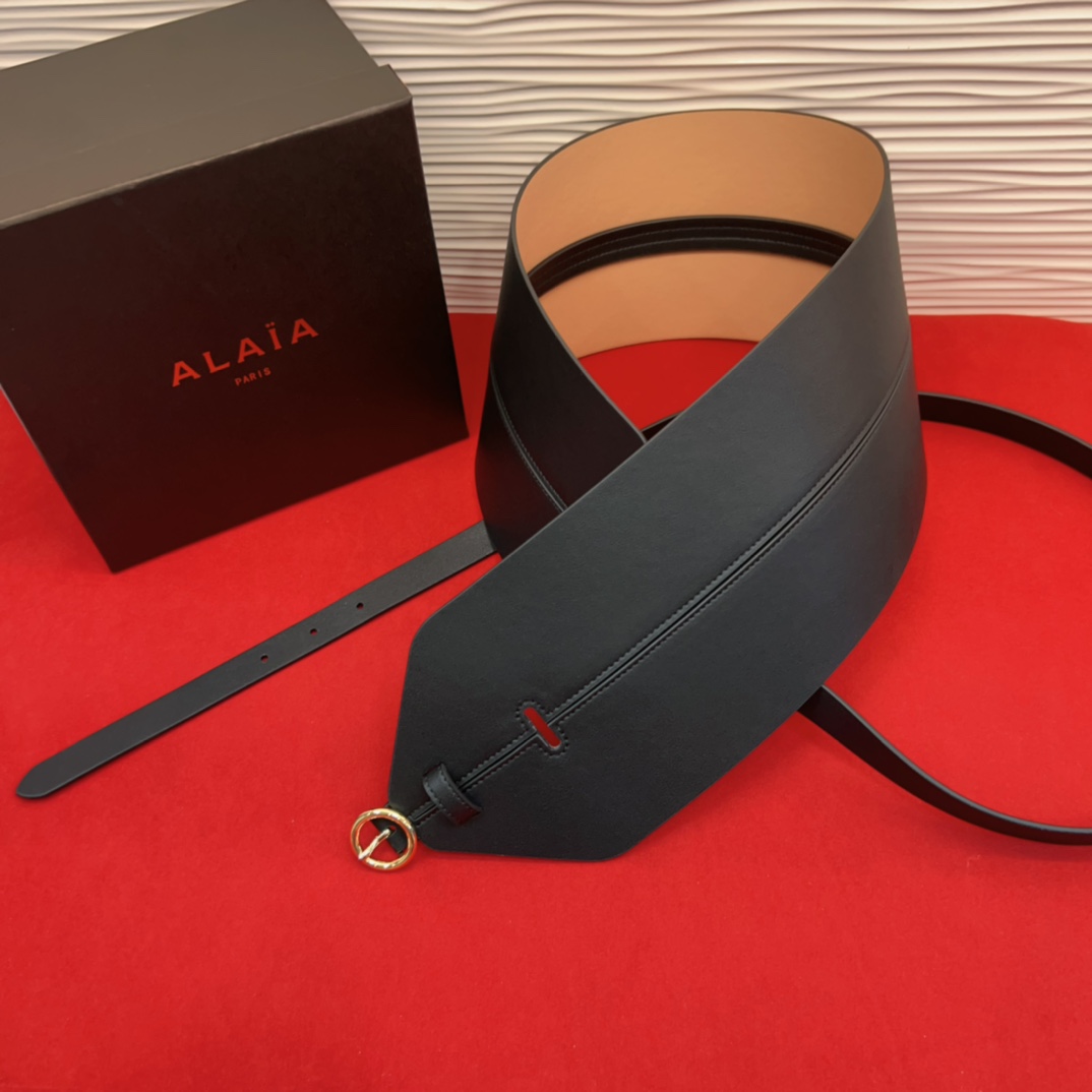 Alaia 阿来莱 腰封、品牌标志性的双层工艺，Alaia是一个以高级时装为魂的巴黎时装品牌。码数70欧