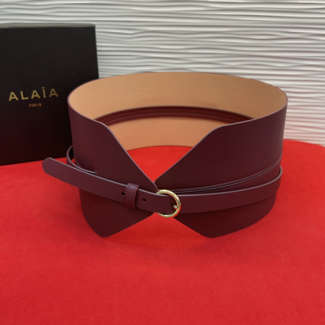 Alaia 阿来莱 腰封、品牌标志性的双层工艺，Alaia是一个以高级时装为魂的巴黎时装品牌。码数70欧