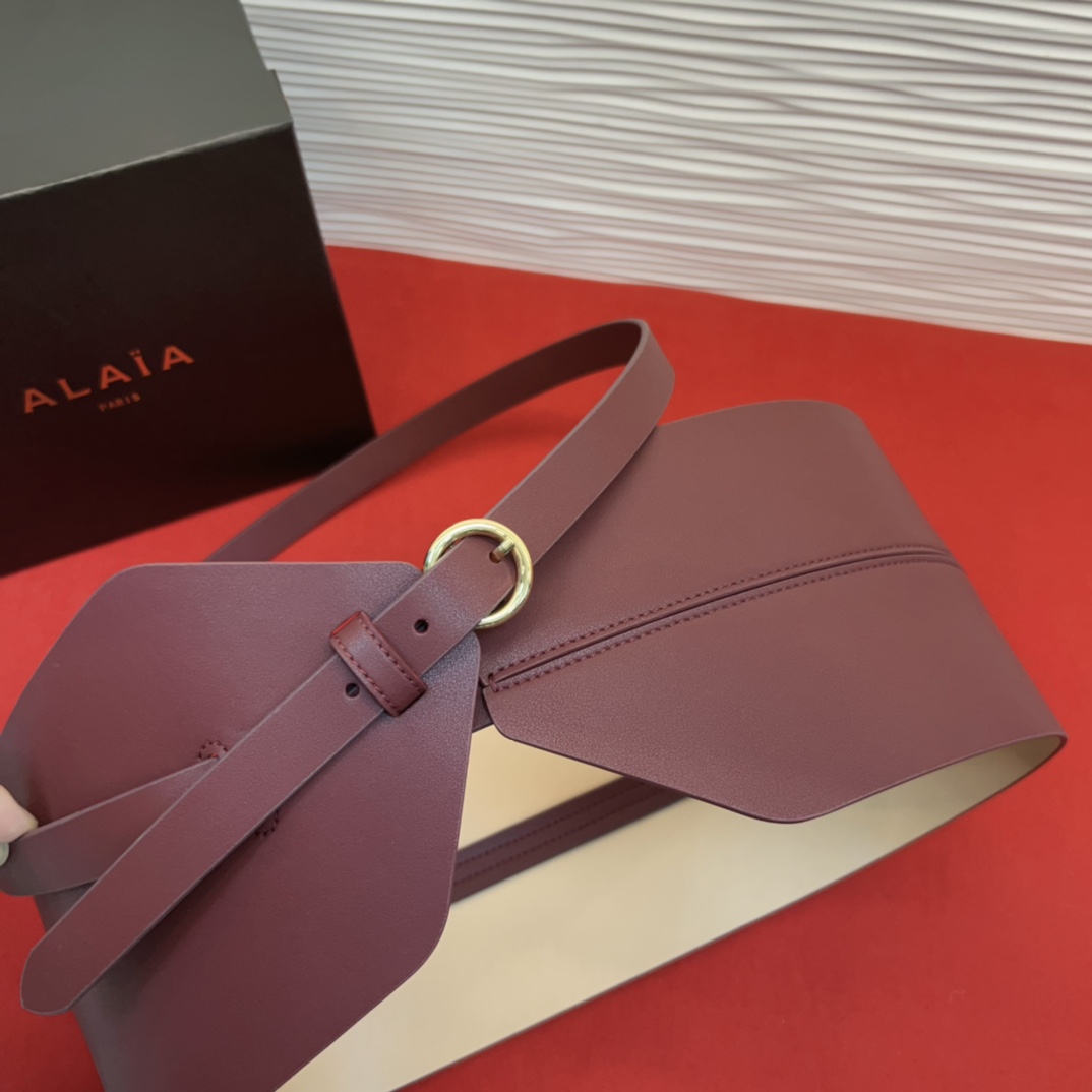 Alaia 阿来莱 腰封、品牌标志性的双层工艺，Alaia是一个以高级时装为魂的巴黎时装品牌。码数70欧