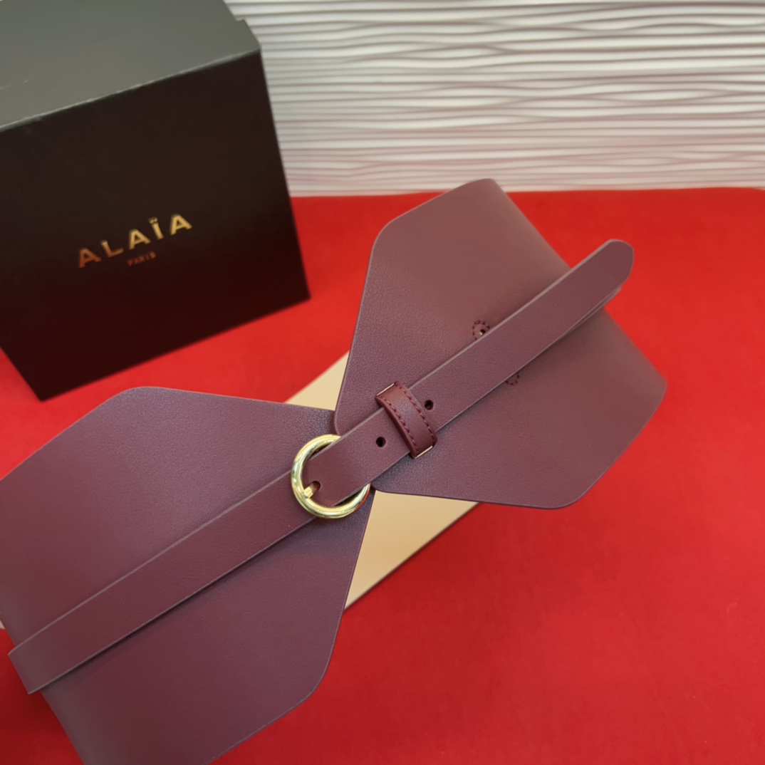 Alaia 阿来莱 腰封、品牌标志性的双层工艺，Alaia是一个以高级时装为魂的巴黎时装品牌。码数70欧