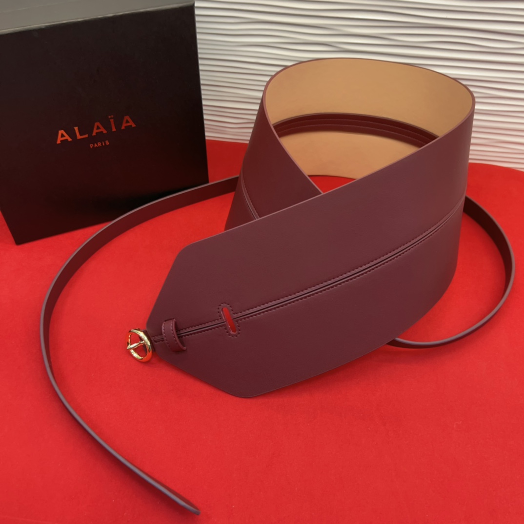 Alaia 阿来莱 腰封、品牌标志性的双层工艺，Alaia是一个以高级时装为魂的巴黎时装品牌。码数70欧