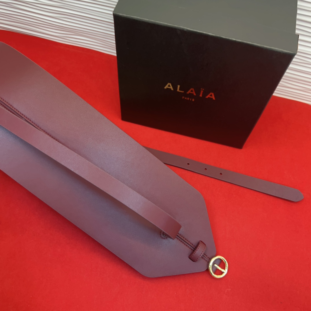 Alaia 阿来莱 腰封、品牌标志性的双层工艺，Alaia是一个以高级时装为魂的巴黎时装品牌。码数70欧