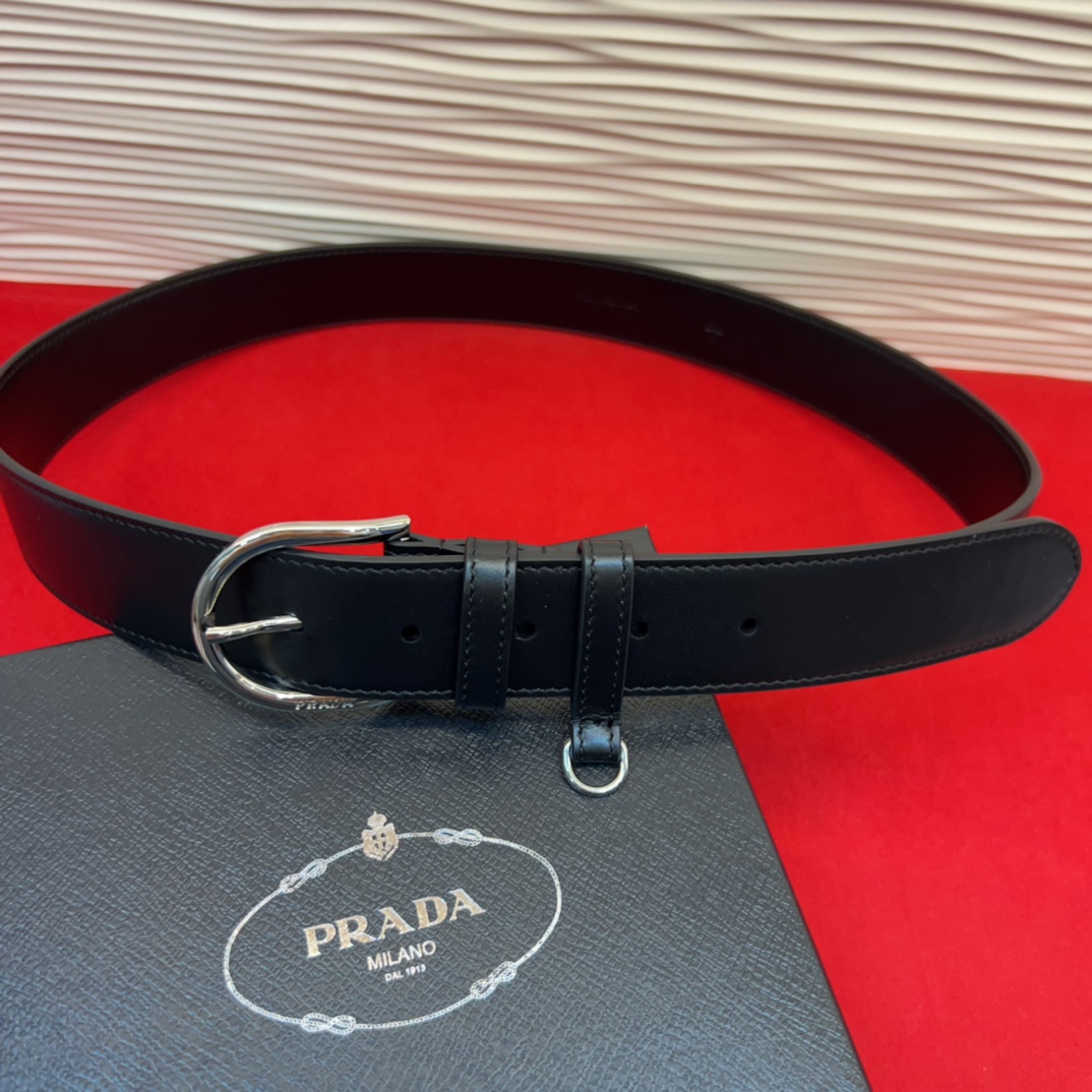 Prada Leather Belt with Silver Buckle - Elegant and Modern Design 3.5cm 7 i1758070671 8257 2