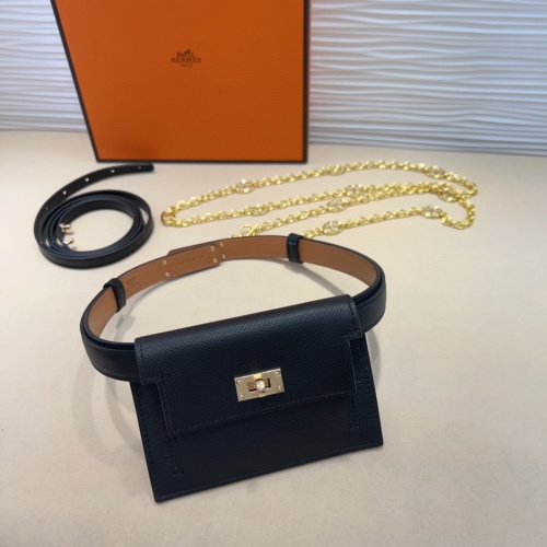Elegant Black Leather Belt Bag with Card Holder - Stylish Waist Accessory