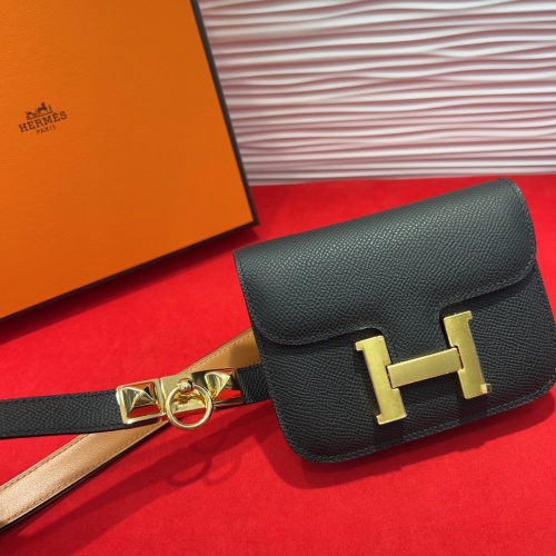 Hermes Inspired Leather Belt Bag with Removable Mini Kangou Pouch