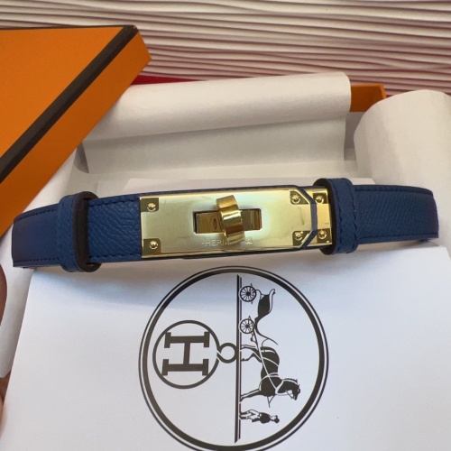 Kelly Belt Hunter Leather with Palladium Plated Buckle, Blue, 18 mm 1 Kelly Belt Hunter Leather with Palladium Plated Buckle, Blue, 18 mm