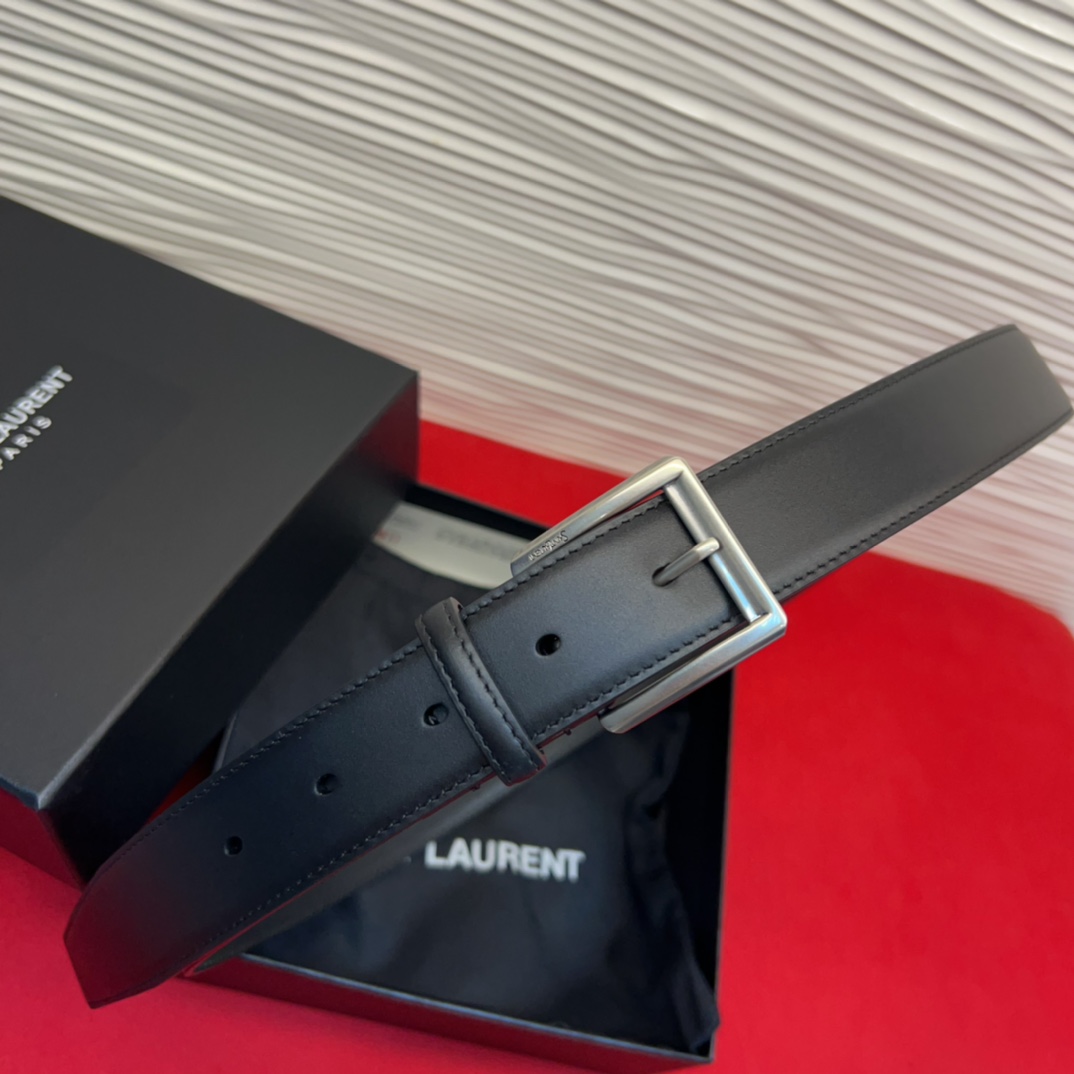 开春秀款Saint Laurent 圣罗兰女士腰带皮带 原厂真金电渡扣头，意大利原厂皮，宽3.0cm，代