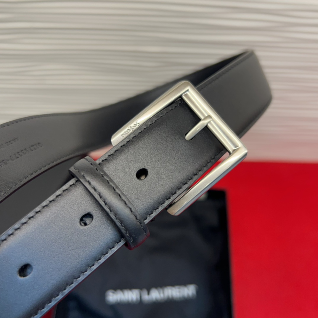 开春秀款Saint Laurent 圣罗兰女士腰带皮带 原厂真金电渡扣头，意大利原厂皮，宽3.0cm，代