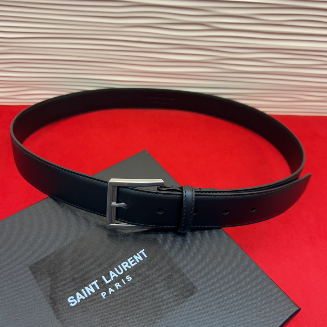 开春秀款Saint Laurent 圣罗兰女士腰带皮带 原厂真金电渡扣头，意大利原厂皮，宽3.0cm，代