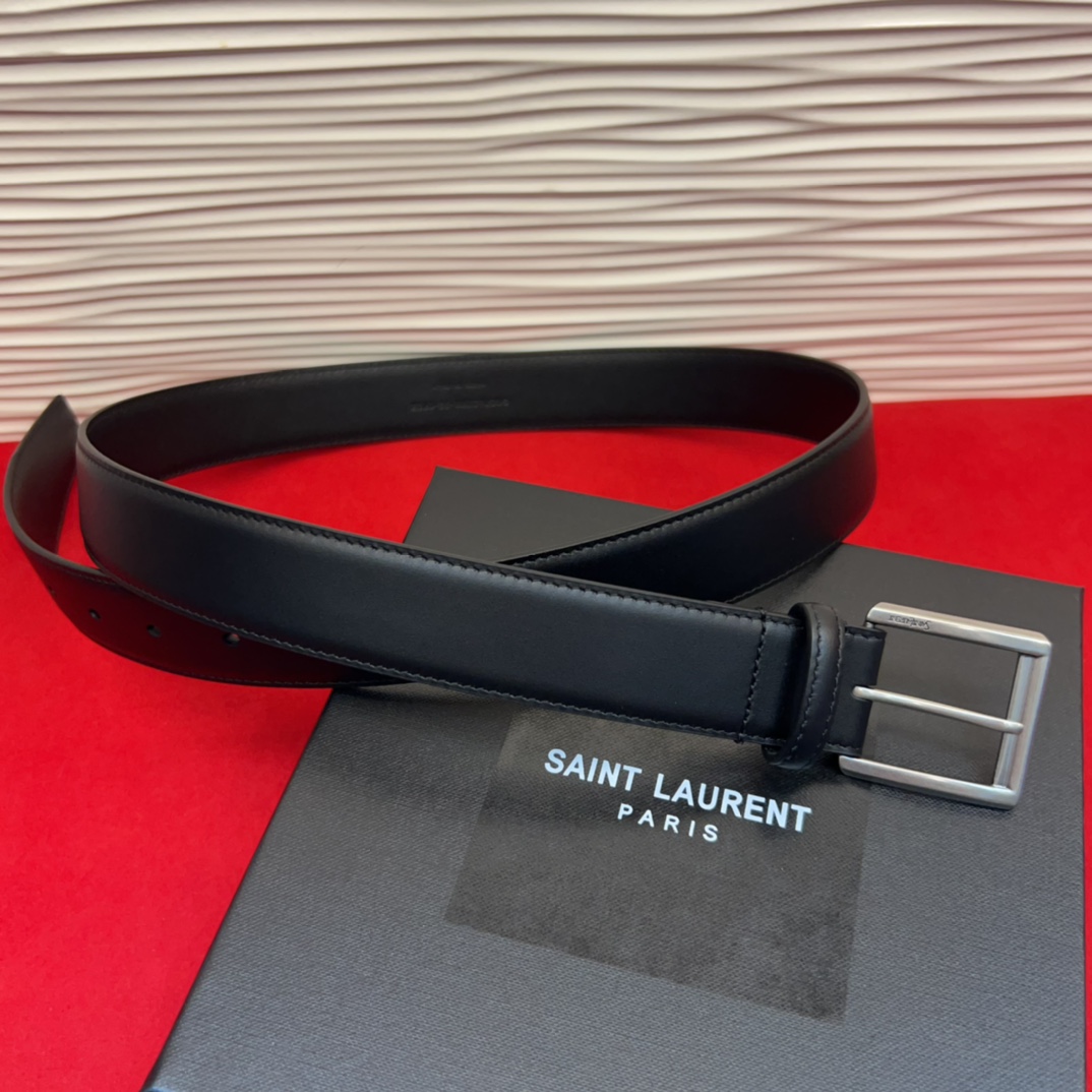 开春秀款Saint Laurent 圣罗兰女士腰带皮带 原厂真金电渡扣头，意大利原厂皮，宽3.0cm，代