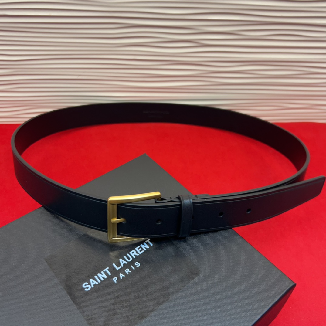 开春秀款Saint Laurent 圣罗兰女士腰带皮带 原厂真金电渡扣头，意大利原厂皮，宽3.0cm，代