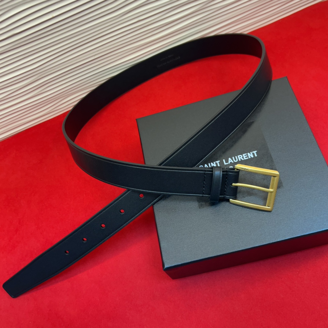 开春秀款Saint Laurent 圣罗兰女士腰带皮带 原厂真金电渡扣头，意大利原厂皮，宽3.0cm，代