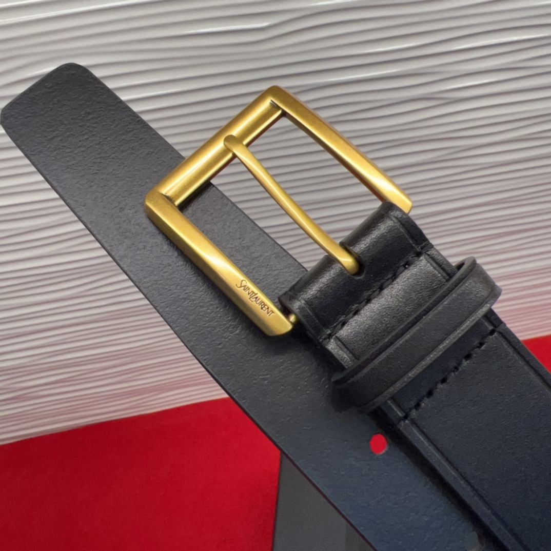 开春秀款Saint Laurent 圣罗兰女士腰带皮带 原厂真金电渡扣头，意大利原厂皮，宽3.0cm，代