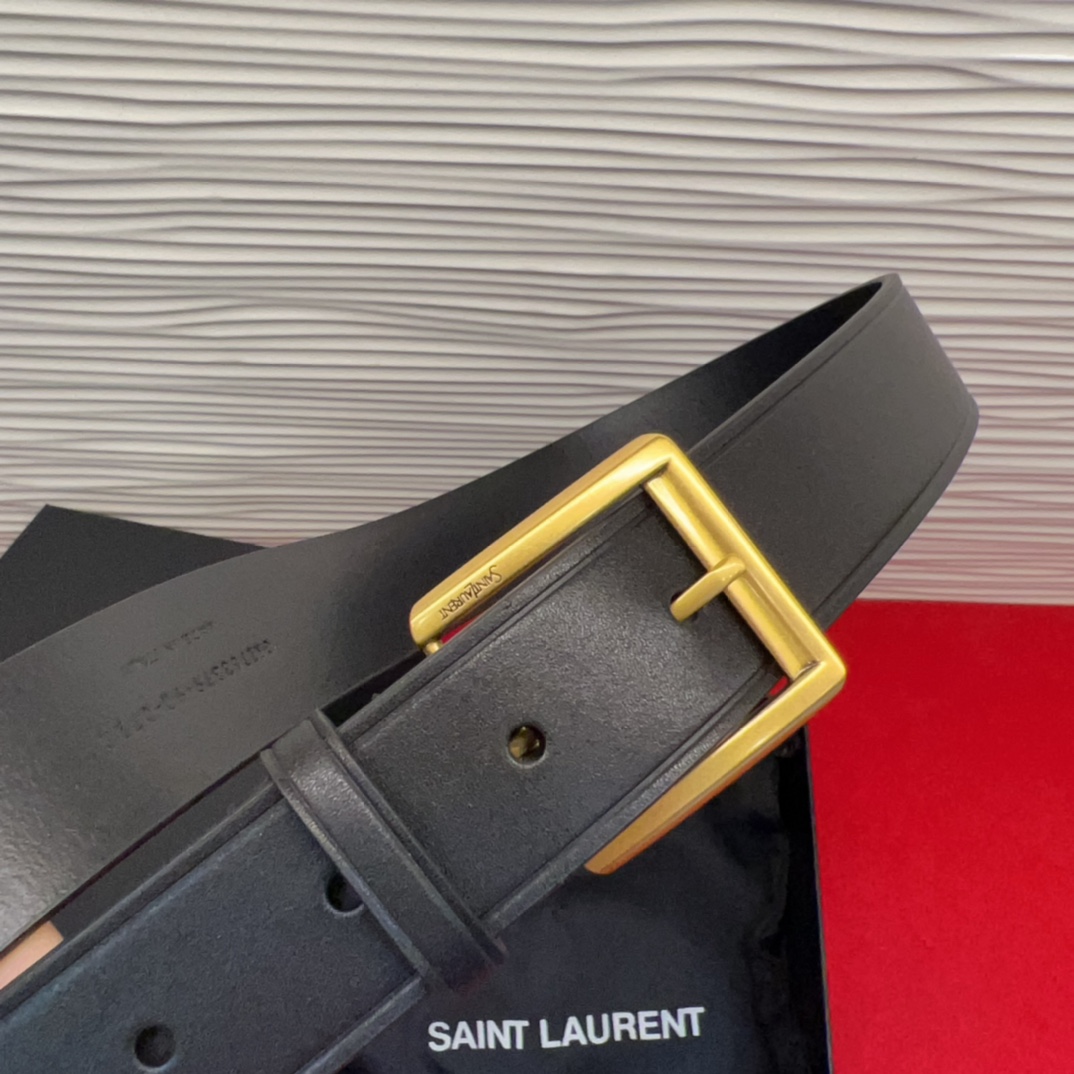 开春秀款Saint Laurent 圣罗兰女士腰带皮带 原厂真金电渡扣头，意大利原厂皮，宽3.0cm，代