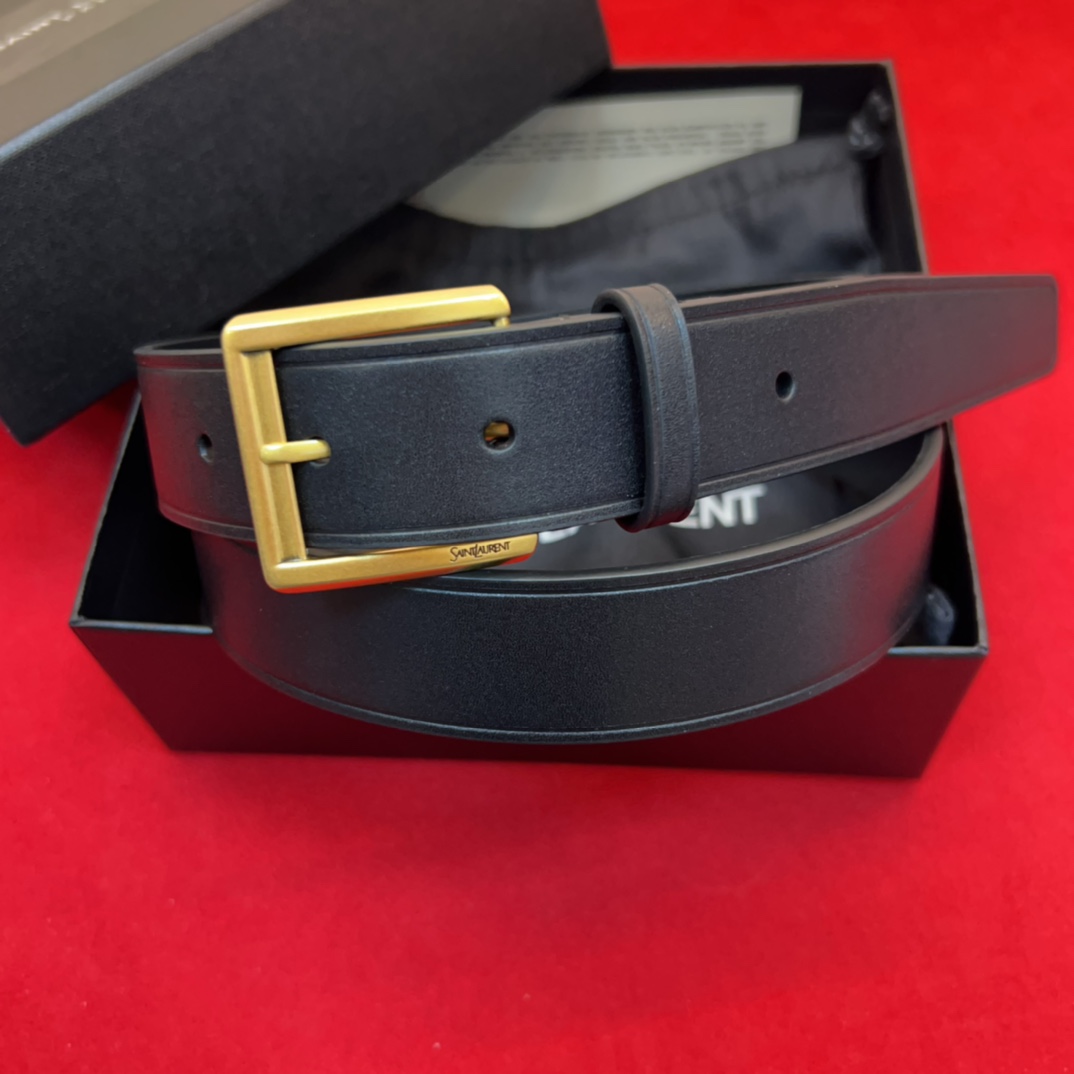 开春秀款Saint Laurent 圣罗兰女士腰带皮带 原厂真金电渡扣头，意大利原厂皮，宽3.0cm，代