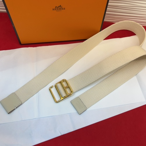 Hermes Ecume Belt in Mist Gray Fabric with Leather Details & Palladium Buckle 1 Hermes Ecume Belt in Mist Gray Fabric with Leather Details & Palladium Buckle