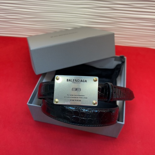 Balenciaga 2.5cm Wide Black Croc Leather Belt with Silver Hardware 1 Balenciaga 2.5cm Wide Black Croc Leather Belt with Silver Hardware
