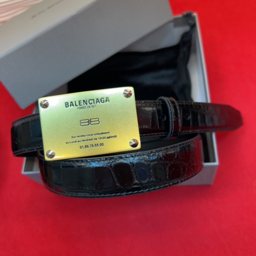 Balenciaga Black Crocodile Leather Belt with Gold Buckle - Stylish & Luxury 1 Balenciaga Black Crocodile Leather Belt with Gold Buckle - Stylish & Luxury