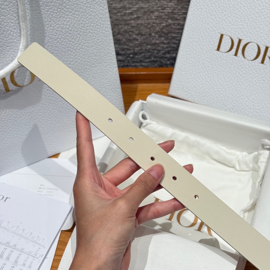 Dior这款腰带采用光滑牛皮革等材质精心制作，搭配富有光泽的金色饰面金属环圈CD腰带扣提升格调。可与经典